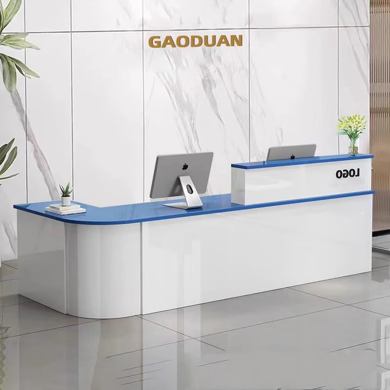مكاتب الاستقبال الخشبية الحديثة متجر الجمال الصناعي الفاخر بار فندق مطعم مكاتب الاستقبال تصميم مكتب الأثاث العصري
