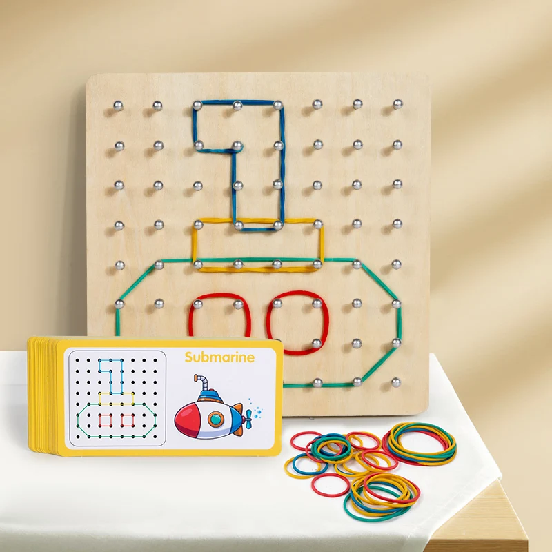 Lernspielzeug für Kinder aus Holz, Nagelbretter, Montessori-Geometrie, Mathematik-Lehrmittel für Formenkognition, Fantasie, Entwicklung