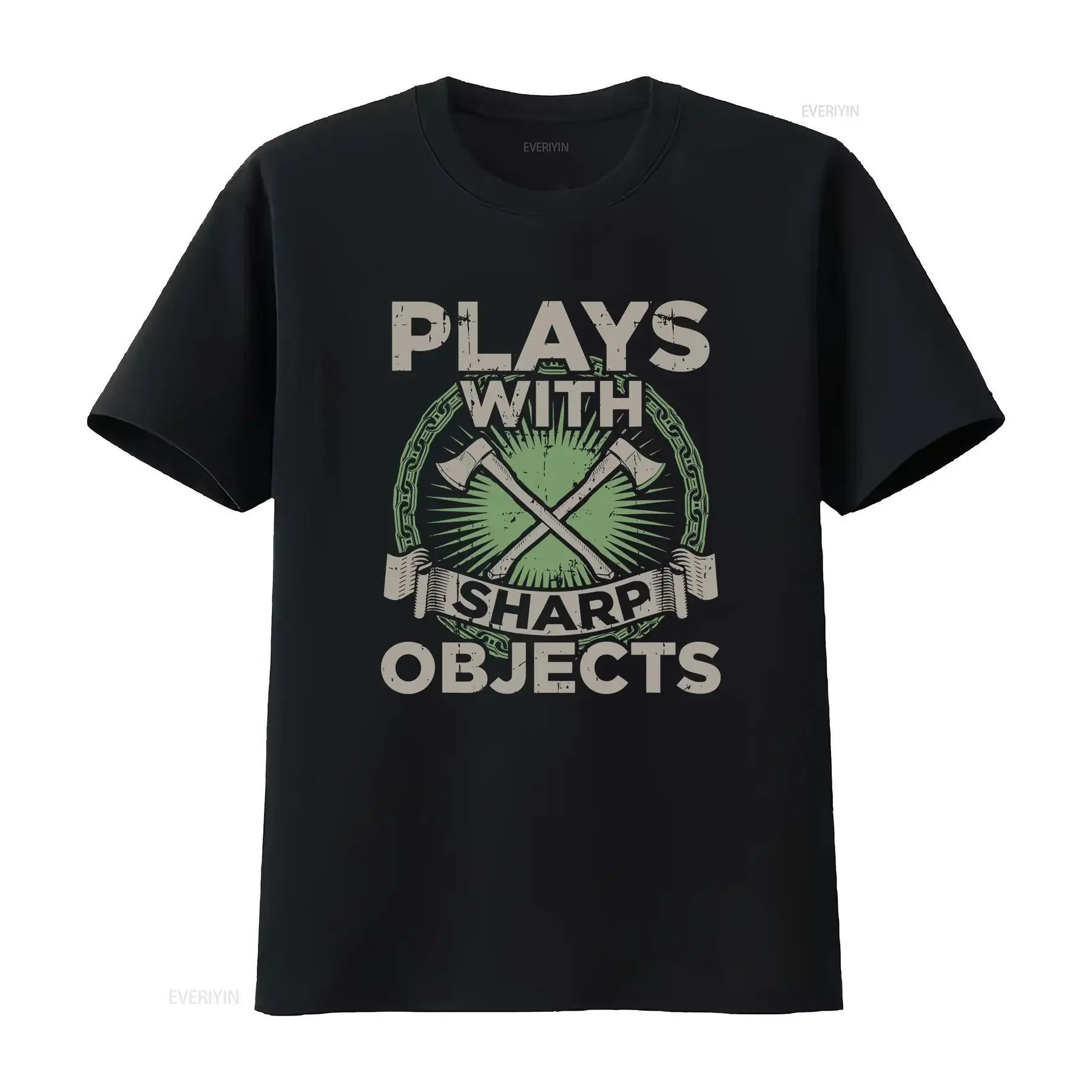 Funny Axe Throwing Plays With Sharp Objects Ax T Shirt vintage Washed Slightly Comfortable fashion Versatile