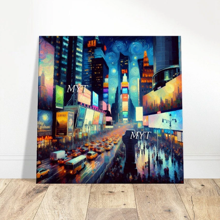 Landscape Wall Painting, Color Art Texture Canvas Picture, Abstract Hand Drawing, Frameless, 3D Beautiful Night View of the City