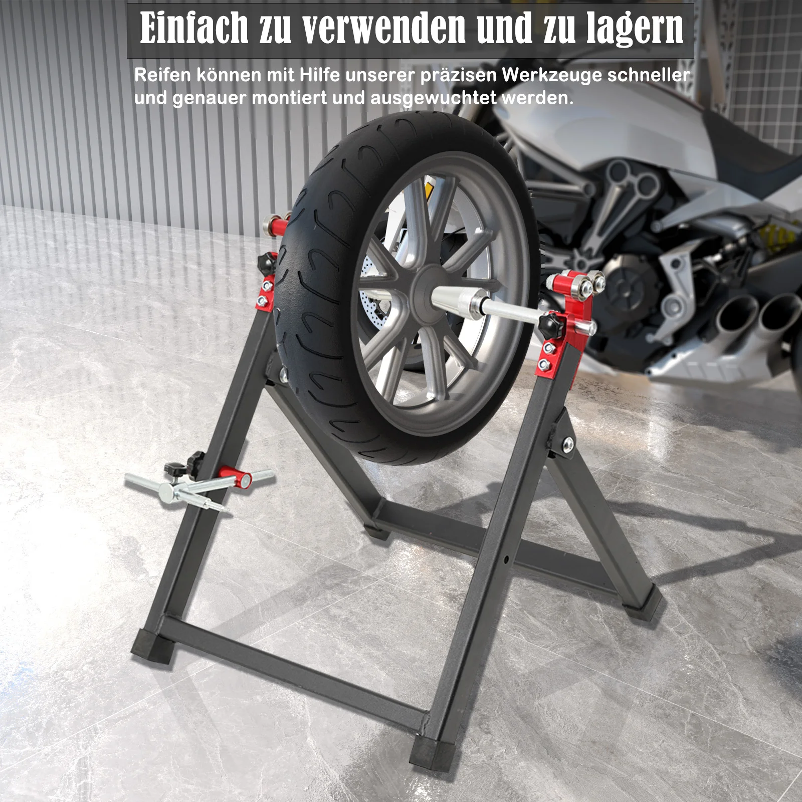 Supporto per Centratura Ruote Moto con Coni Regolabili, Bilanciatore Portatile per Moto Sportive e da Fuoristrada