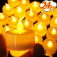 6/24PCS Mini Flameless Electronic Candles LED Battery Operated Warm Light Wishing Tealights Aniversary Wedding Party Decoration