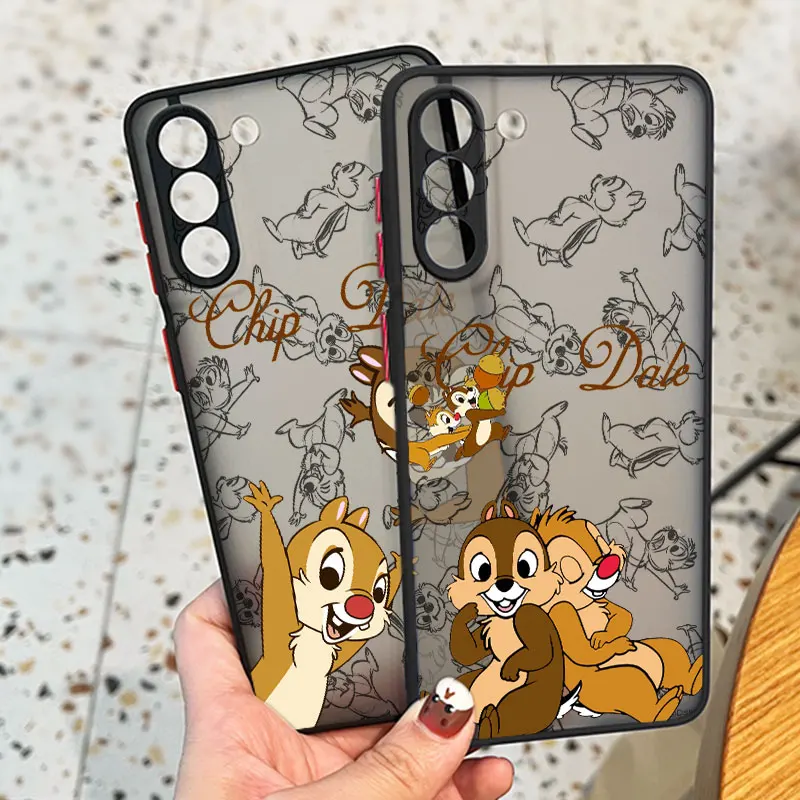 Chip \'n\' Dale Bambi For Samsung S24 S23 S22 S21 Ultra S20 FE S10 Plus Lite 4G 5G Frosted Translucent Phone Case