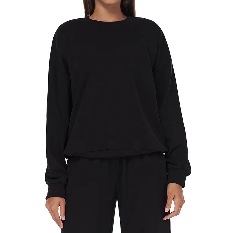 

New autumn and winter sports hoodie, loose and casual round-neck long-sleeved top, fashionable and versatile coat for women