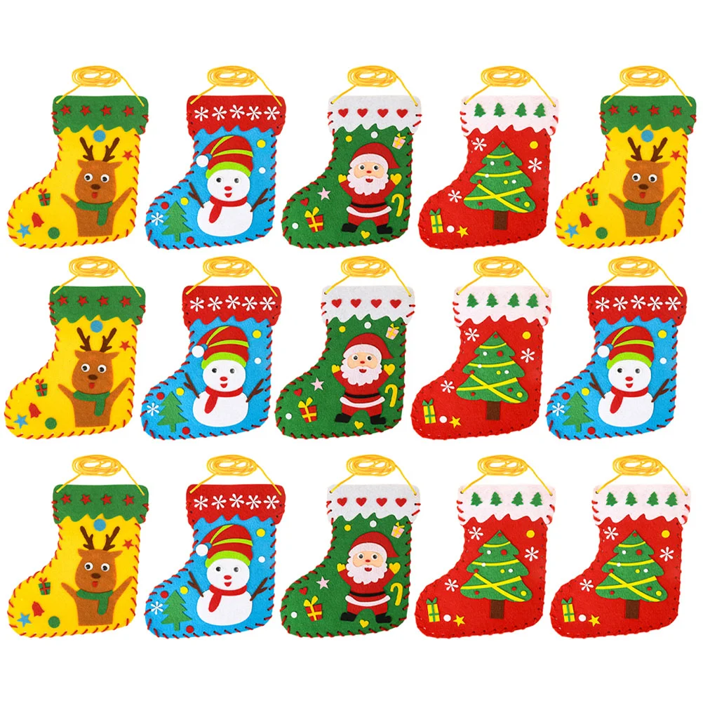 Felt Stocking Kit for Beginners Christmas Socks DIY Children's Handmade Non-woven Educational Toys Kids Sewing