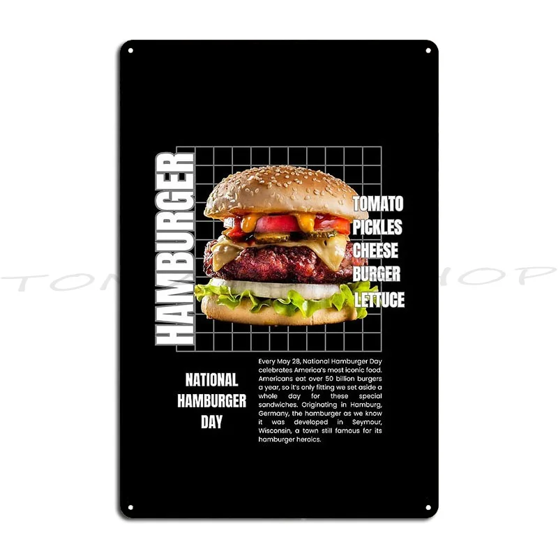 National Hamburger Day True Storry Metal Sign Garage Cinema Wall Decor Cinema Designer Tin Sign Poster