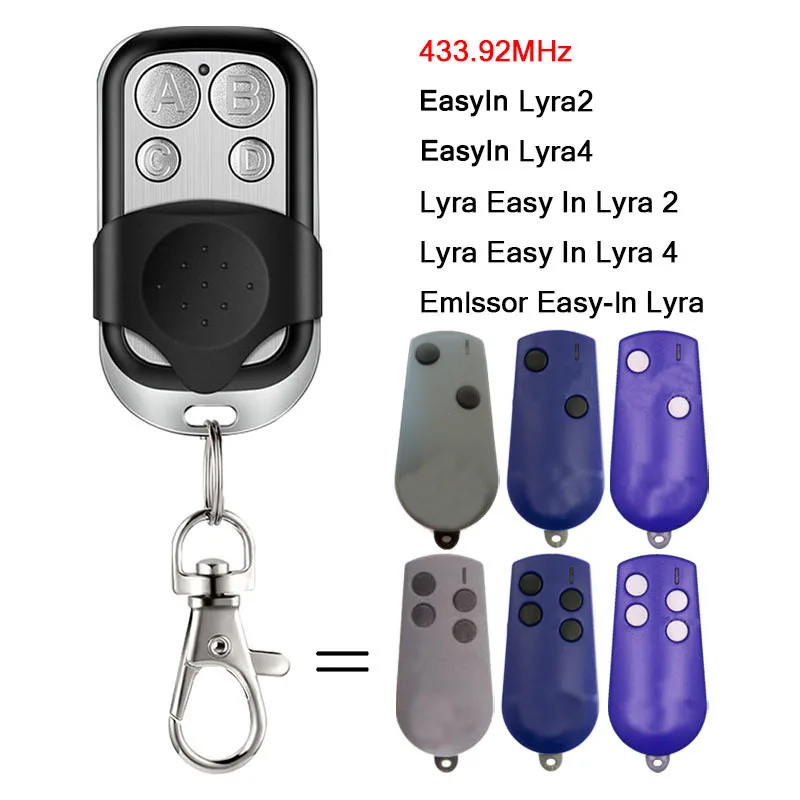 

Для EasyIn Lyra2 Lyra4 Lyra 2 4 EmIssor Easy-ln Lyra Пульт дистанционного управления гаражными воротами Клон Открыватель гаражных ворот 433,92МГц Фиксированный код