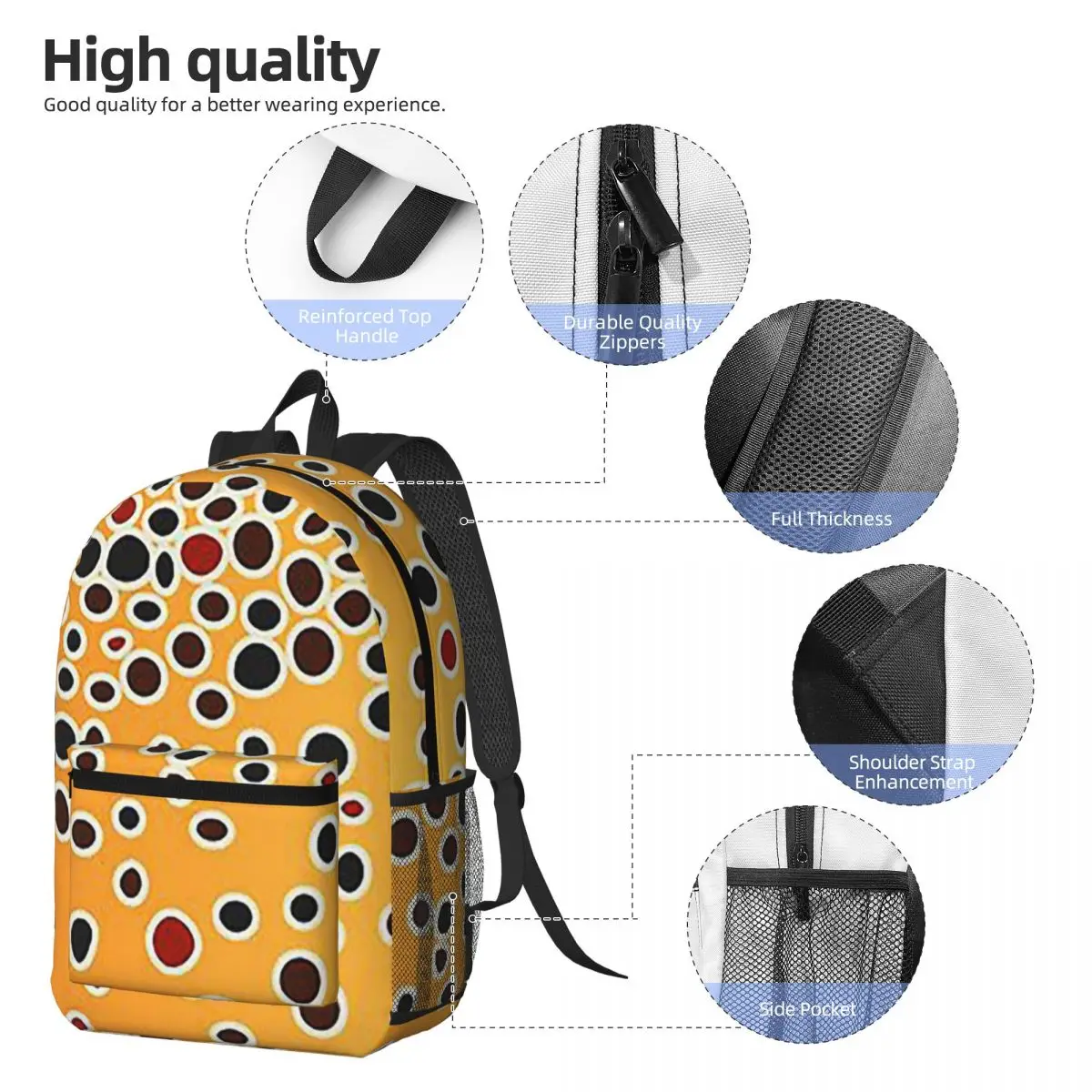 Brown Trout Skin Backpack Daypack Large Capacity Children BookBag School Bag Shoulder Bags for Men Women