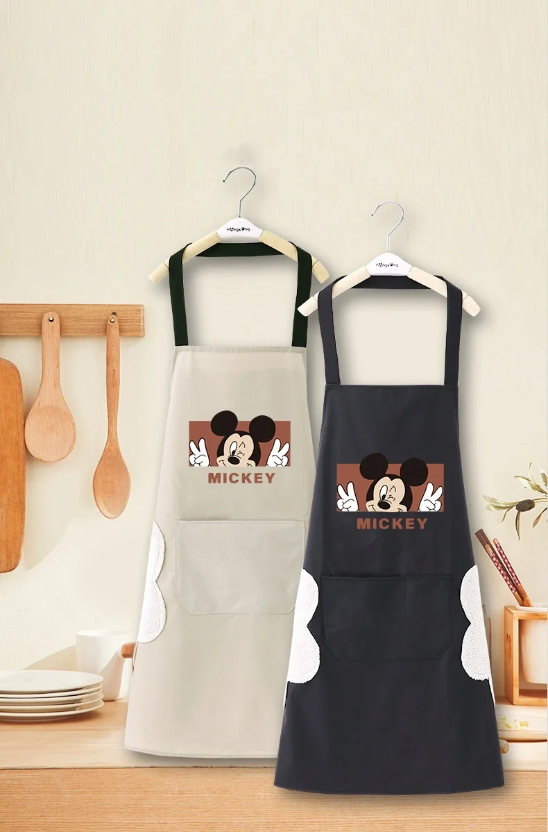 Disney Anime Dining Work Clothes Mickey Cartoon PVC Home Kitchen Waterproof Oil-proof Apron Canvas Premium Apron Kawaii GiftDisn