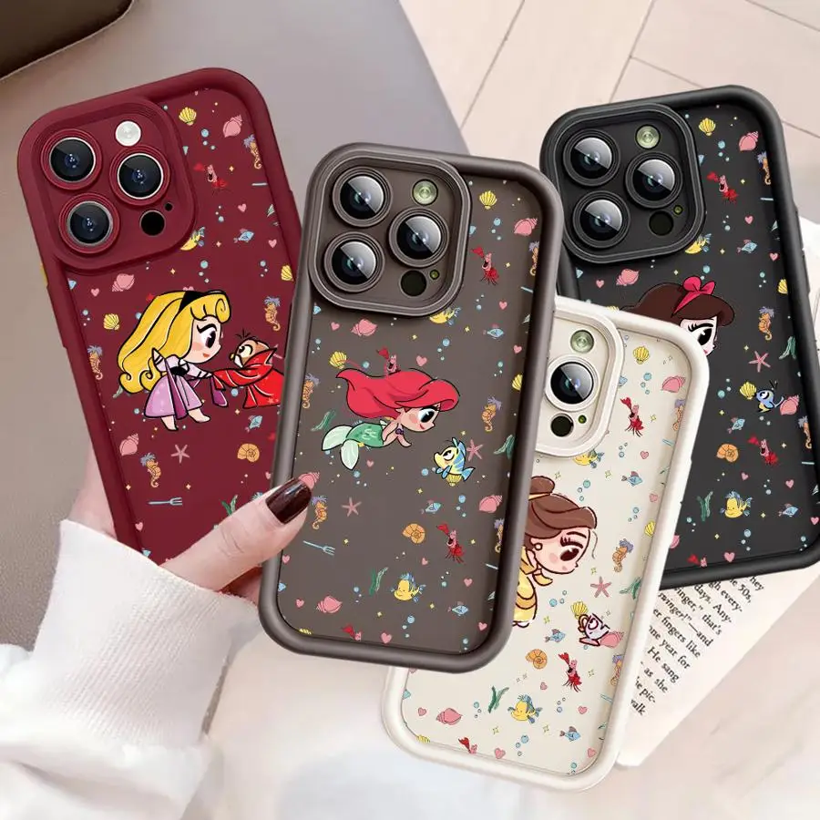 Disney Prinses Schattige Telefoon Hoesje Voor Iphone 16 13 Mini Se 15Promax 14 Plus 12 Pro 11 Pro 8 7 Xr Xs Max Zachte Siliconen Hoes