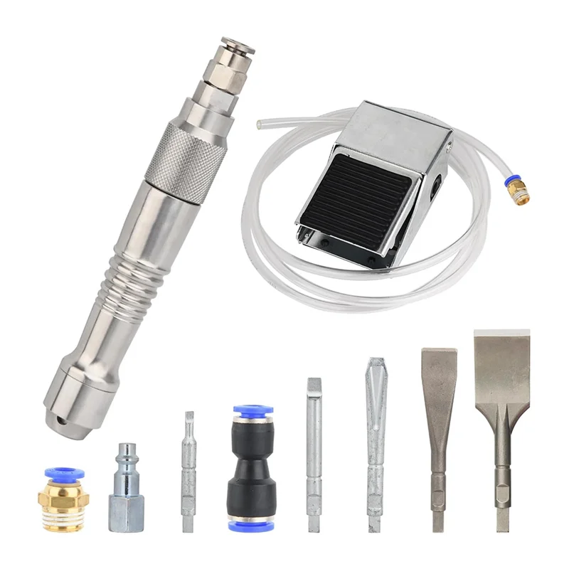 

A84X-WL-12595K Micro Air Flux Chipper Foot Switch Included 5 Chisel Set For Removing Plaster Welding Slag Stone Wood Carving