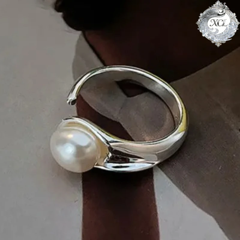 

Кольцо XCL из стерлингового серебра 925 пробы с жемчугом, открытый дизайн, нишевый, легкий люкс, высококачественное, крутой тренд, модное, регулируемое ювелирное изделие для женщин