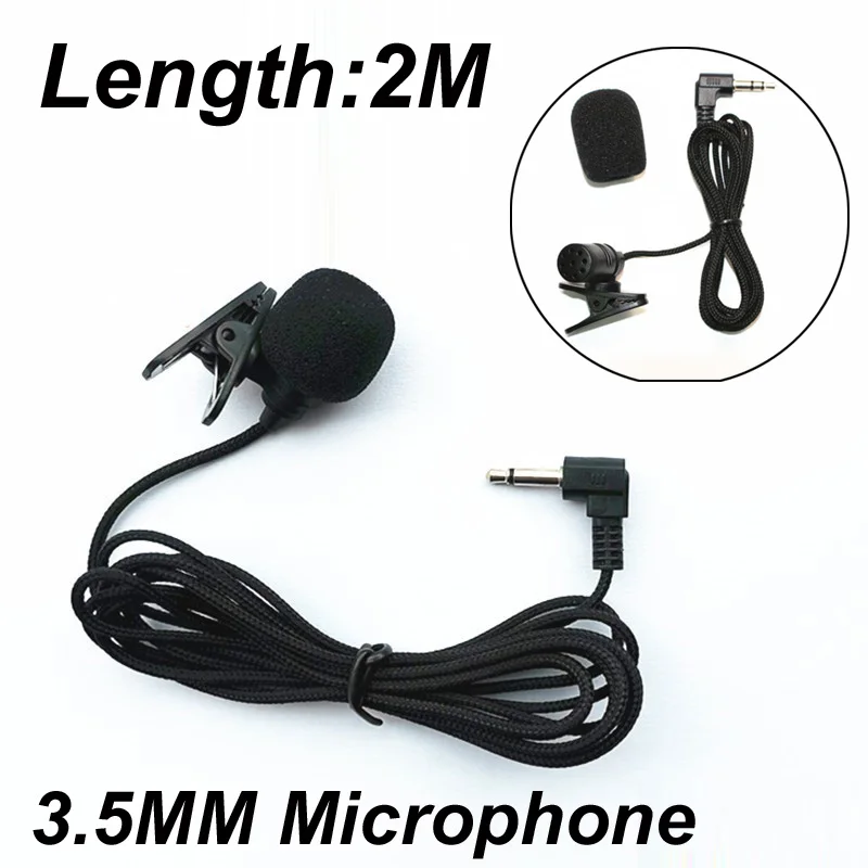 

2m wired Mini Professional Car Audio Microphone with 3.5mm Jack Plug to Link External Equipment like Auto Car DVD Audio Speckers