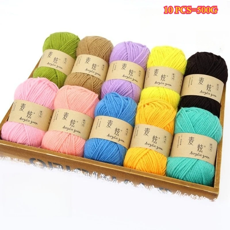 

10PCS 500g Hand Knitting Crochet Yarn Medium Coarse Yarn For DIY Craft Sweater Hat Doll Flower Crochet Thread Weaving Yarn Ball