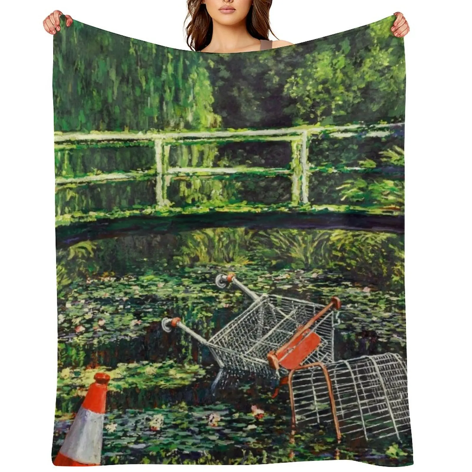 

Banksy - Show Me The Monet Urban Art Parody Throw Blanket Travel Sofa Blankets Sofas Of Decoration Nap Blankets
