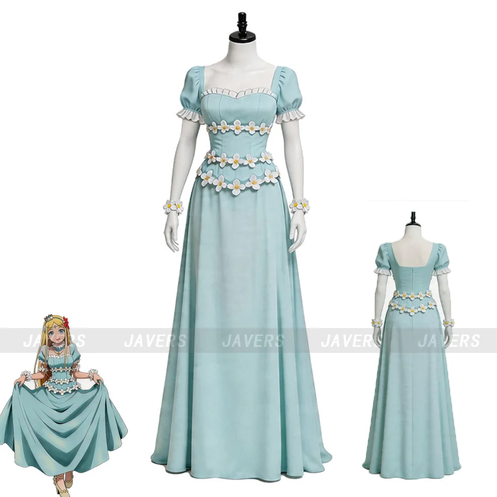 

Anime Overlord Lana's Princess Cosplay Costume Puff Sleeve Flower Dress Woman Sexy Halloween Carnival Role Play Party Suit