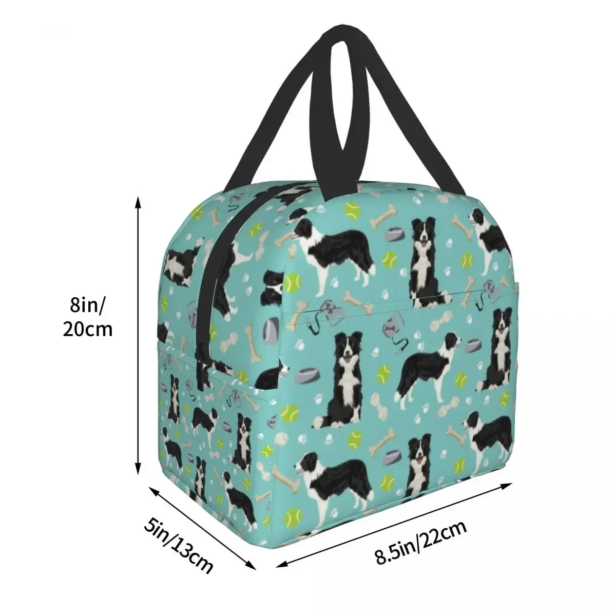 

Border Collie Insulated Lunch Bag for Camping Travel Friendly Dog Portable Thermal Cooler Bento Box Women Kids