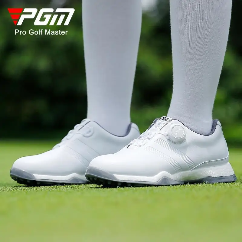 PGM golf shoes for women super waterproof knob lace sneakers non-slip spikes popcorn midsole