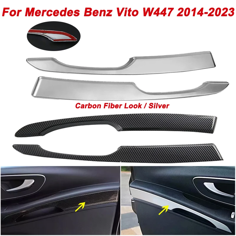 

2pcs/set Car Interior Side Door Armrest Trim Handle Panel Strip For Mercedes-Benz Vito 2014-2020 ABS Inner Decorative Auto Parts