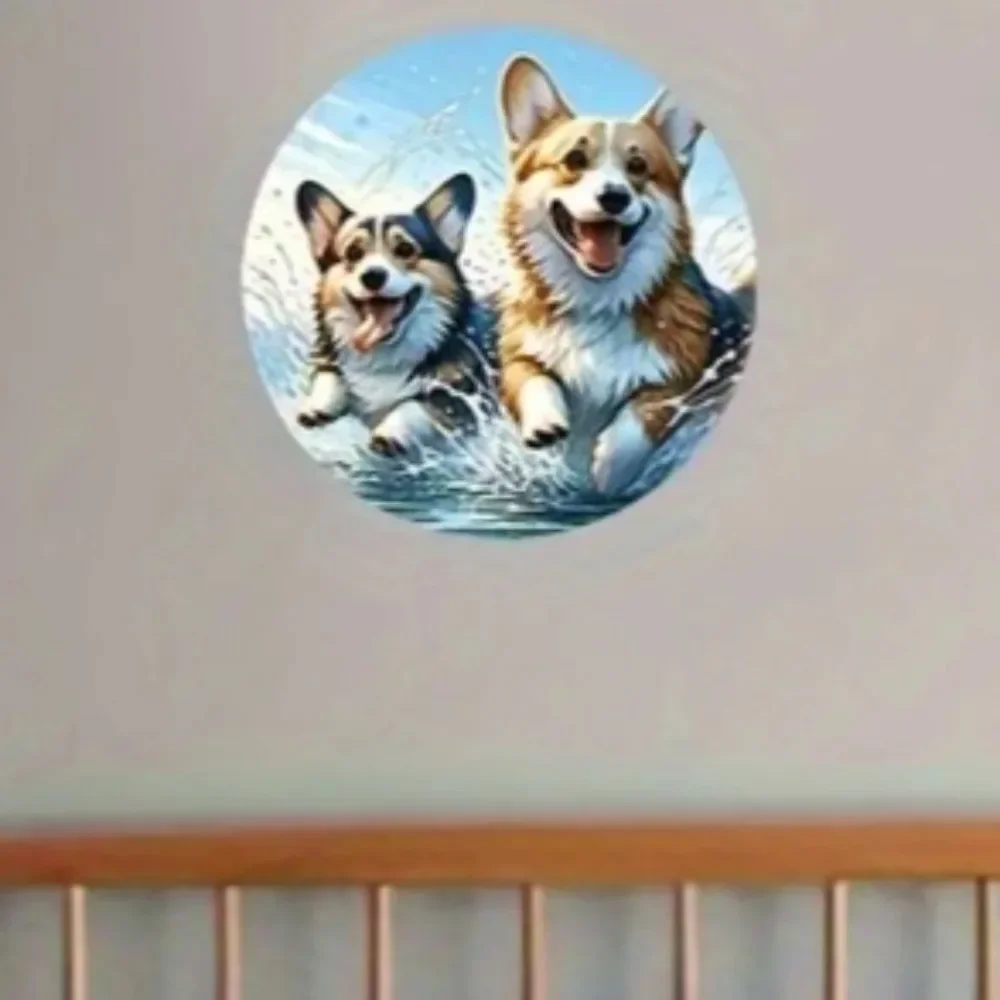 

Милый щенок корги, алюминиевый знак для домашнего декора, подарок для любителей собак, настенное искусство