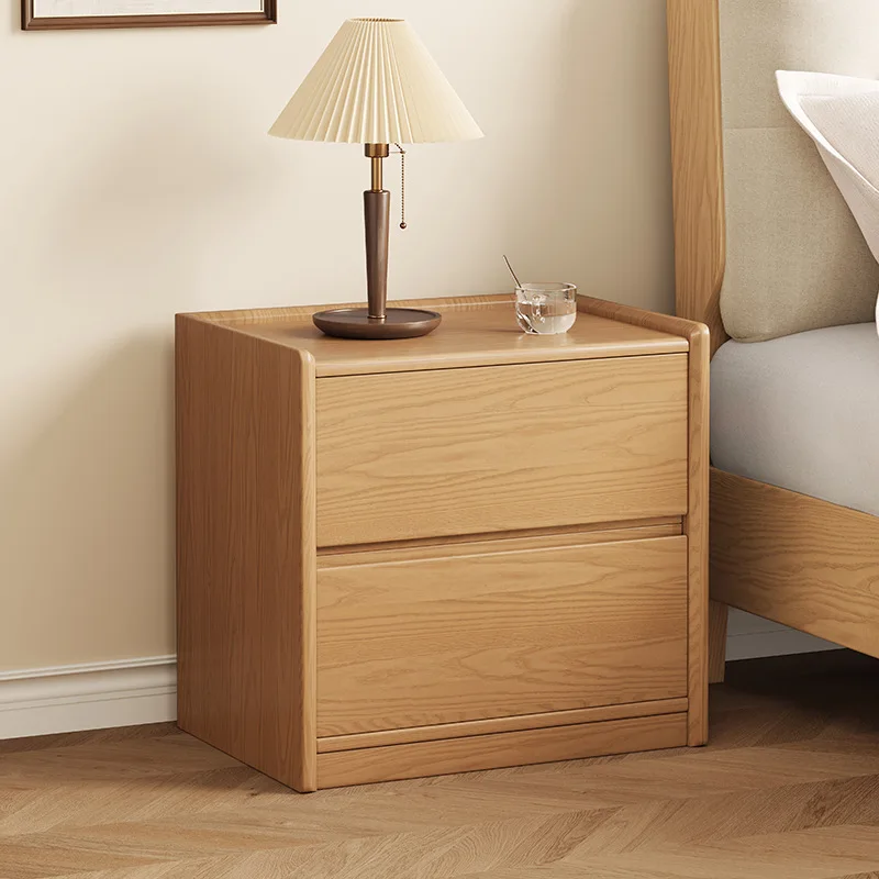 Nordic all-solid wood bedside table, Nordic small apartment storage cabinet