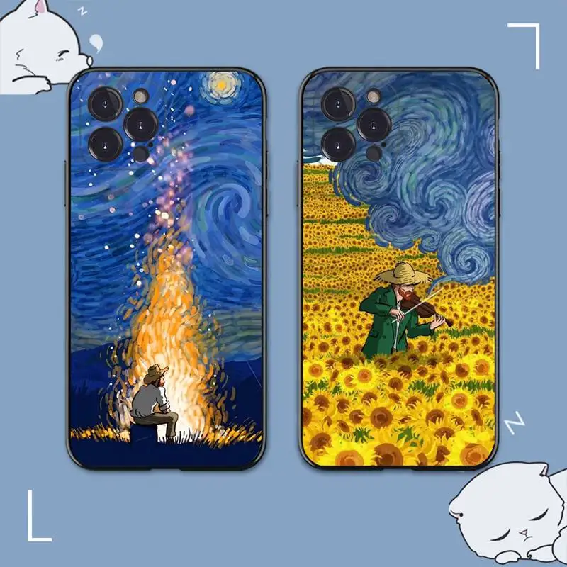 YNDFCNB Van Gogh Art Painting Phone Case For iPhone 13 Pro MAX 14 11 12 Mini X XS XR 6 7 8 Plus SE 2020 Soft TPU Cover