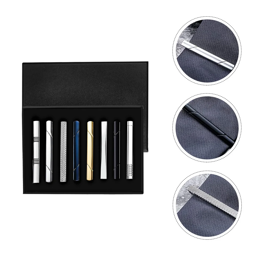 

8Pcs Men's Tie Clasp Set High Quality Copper Tie Clips for Dress Shirt Secure Necktie Fastener Elegant Design Necktie Clip