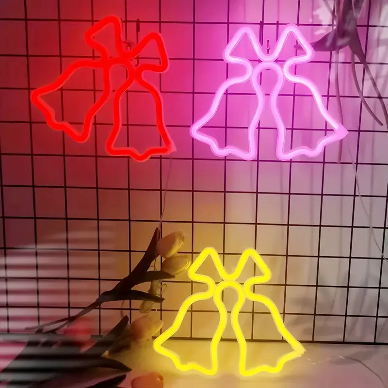 

2025 колокольчик светодиодный неоновый знак USB/батарейный светодиодный светильник для украшения спальни, комнаты, подарок, ночник, украшение, вечеринка, праздник