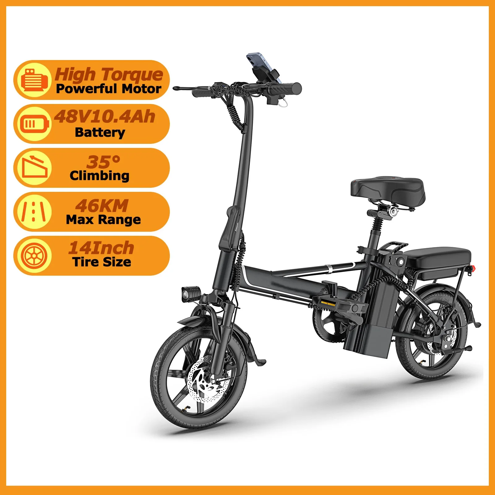 Nieuwe 2026 AOVOPRO E14/E14Pro elektrische fiets 14 inch krachtige motor elektrische scooter 48V15.6Ah lange actieradius 62km dubbele schokdempers opvouwbaar met app EBike