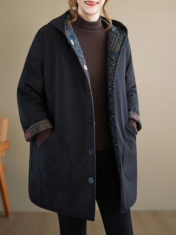 

Двусторонняя одежда Lazy Sle, хлопковая куртка с капюшоном, новинка зимы 2025, ретро модная теплая хлопковая одежда со свободным принтом