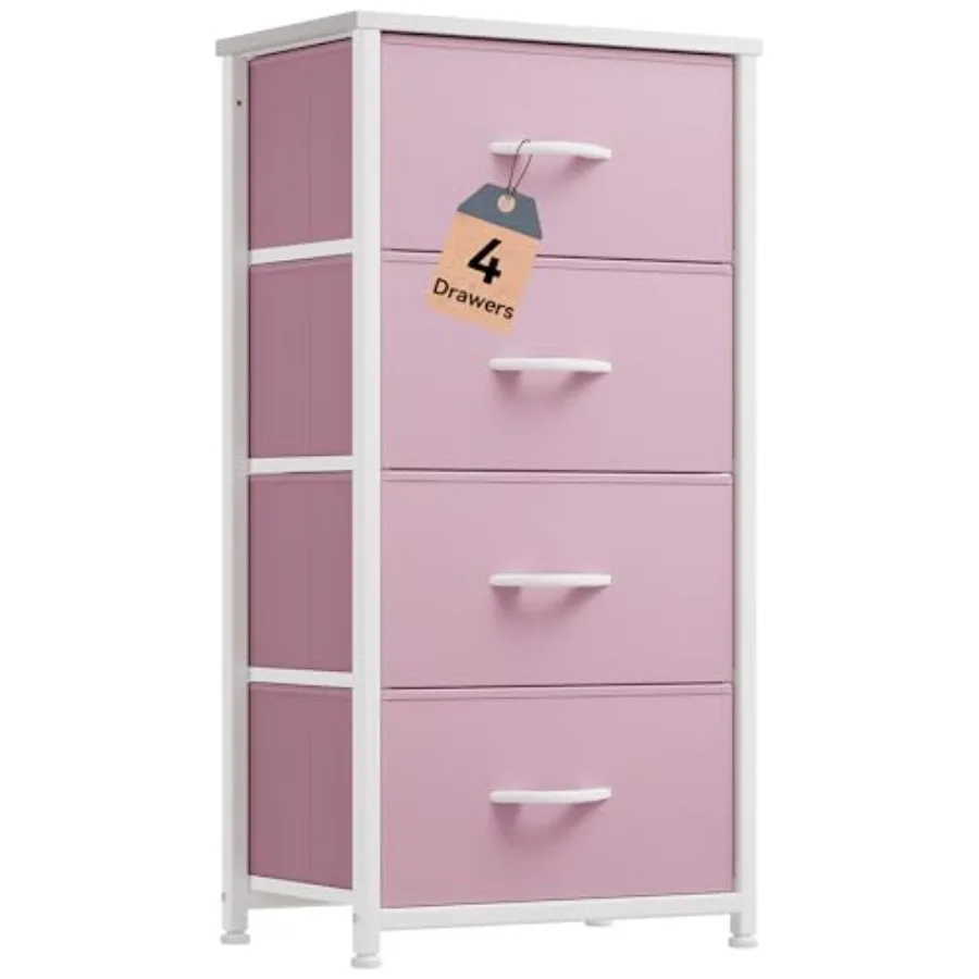 

Storage Drawer with 4 Drawers - Fabric Dressers Dresser for Bedroom Living Room Closets - Sturdy Steel Frame Wooden Top and Eas