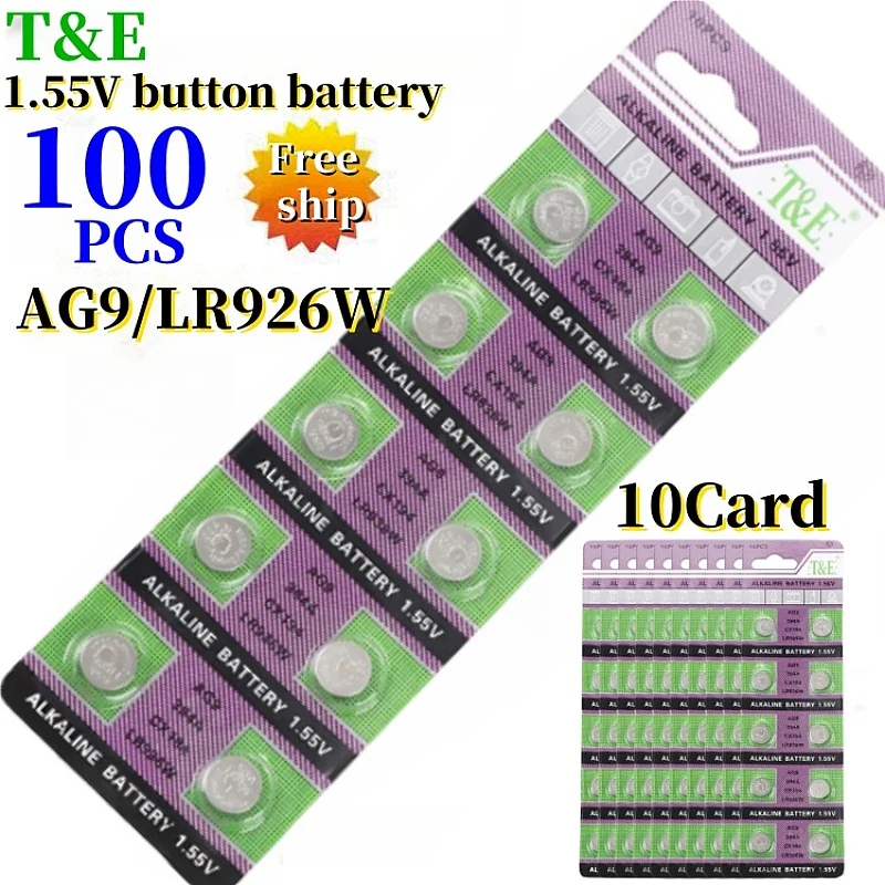 100PCS  AG9 LR936 394 SR936SW CX194 LR45 1.55V Button Batteries G9A 194 394A SR936 L936F Cell Coin Watch Toys Remote Battery