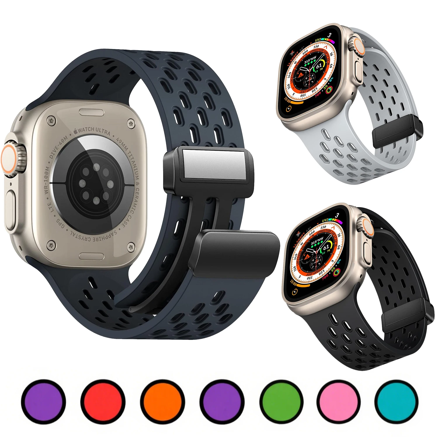 Silikonarmband für Apple Watch Band 46 mm 45 mm 44 mm 42 mm 40 mm 44 mm Magnetarmband Correa iWatch Serie 11 10 9 8 7 6 Ultra SE3