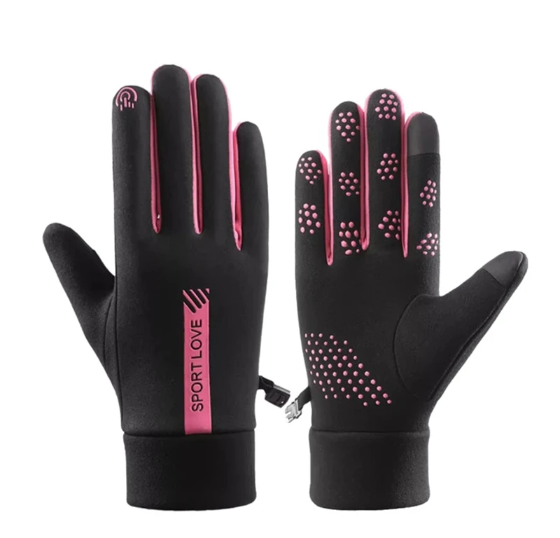 

Winter Fleece Cold Gloves Cycling Bike Thermal Resistance Wind Waterproof Bicycle Warm Outdoor Running Skiing Mittens for Women