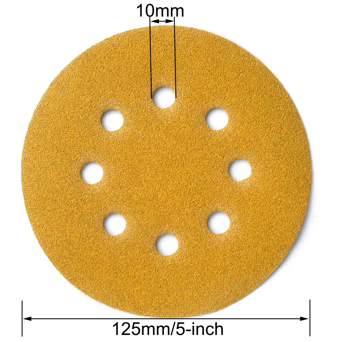 8 Holes 125mm 5 Inch Yellow Sandpaper, Sanding for Discs Grinder Woodworking Car Metal Grinding Disc Abrasive Polishing Tools