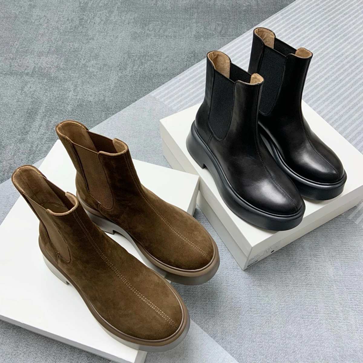 Withered Winter Vintage Chelsea Height Increasing Thick Soled Chimney Boots Women Ankle Boots For Women Botas