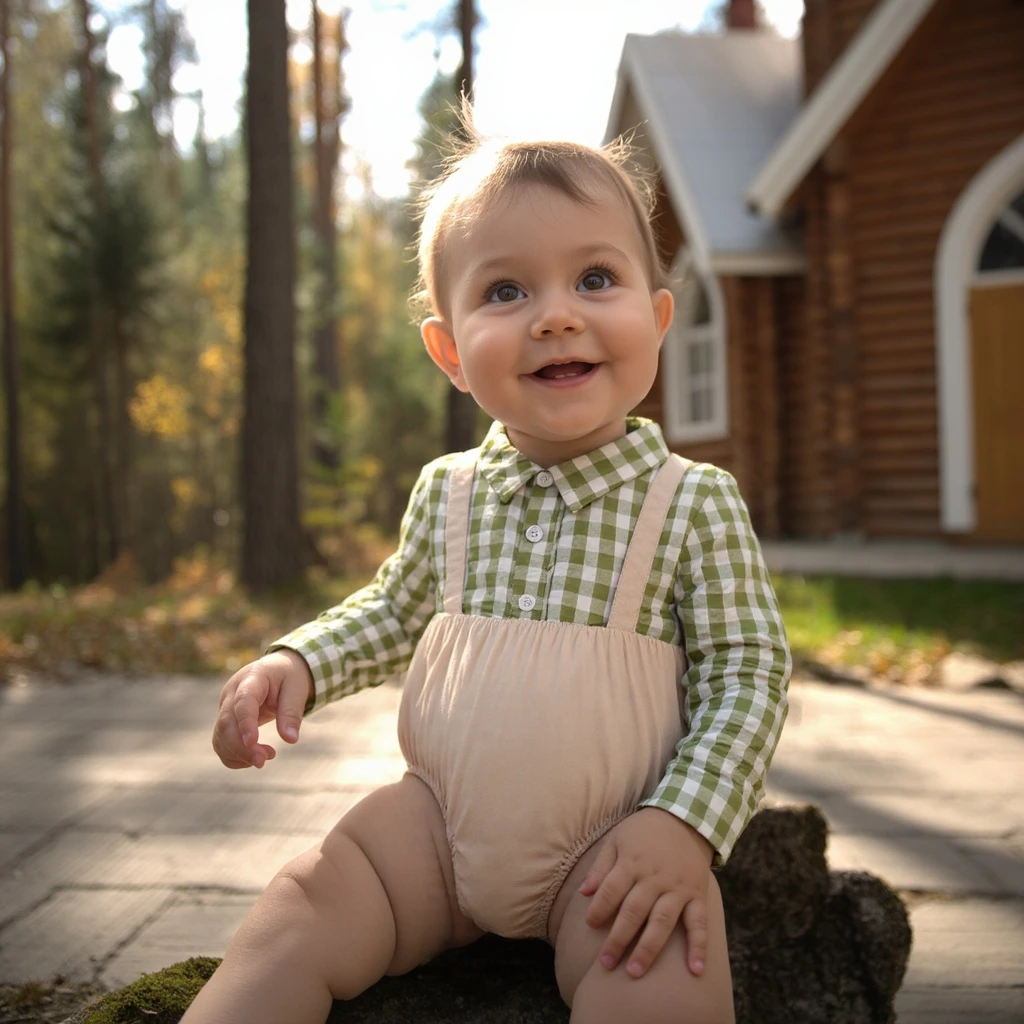 Sanlutoz Spring Lovely Baby Boys Bodysuits Autumn Infants Boys Clothes Fashion Clothing Onesies Plaid