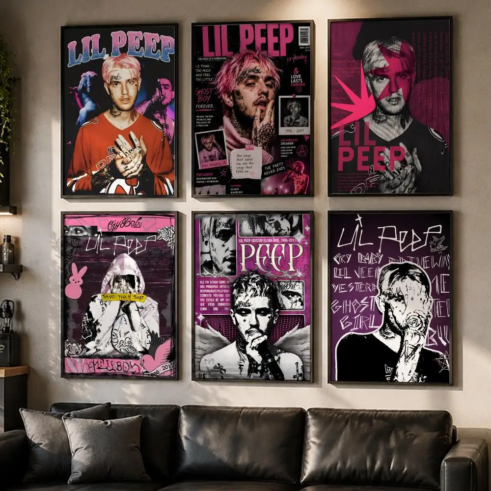 Trending Singer Lil Peep Poster No Glue Residue Self-Adhesive Art Poster Wall Decor for Bedroom Living Room