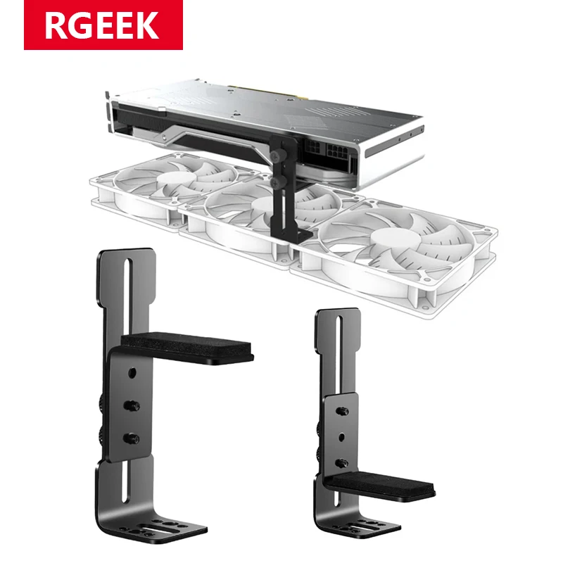 

RGEEK 12cm GPU Support Frame Stainless Steel for Desktop Fan Position Graphics Card Holder Prevent Sagging for RTX 3090 4090