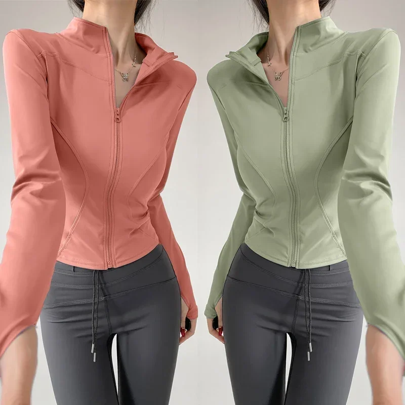 

2025 Sun Quick Drying Sports Coat Women's Tight Top Yoga Jacket Long Sleeve Zipper Jacket Running Fitness Women's Jacket S-3XL