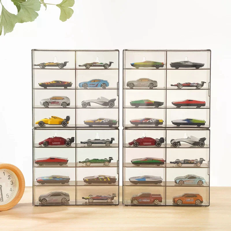 1:64 ディスプレイ用 モデル玩具 キャビネットラック 車用 ダイキャスト収納 アクリル製 防塵ディスプレイボックス