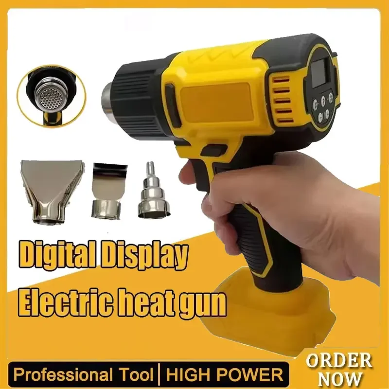 شاشة ديجيتال مسدسات الهواء الكهربائية مسدس الحرارة اللاسلكي مع 3 فوهات الصناعية يتقلص التفاف مسدس هواء ساخن صالح بطارية ديوالت 18 فولت #1