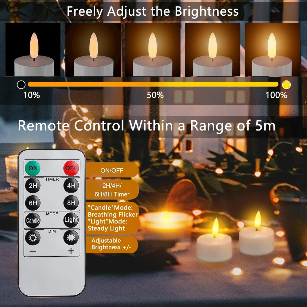 USB Rechargeable LED Candles Llameless Candle Tealight with Charging Base Remote Timer Christmas Home Decoration Birthday Candle