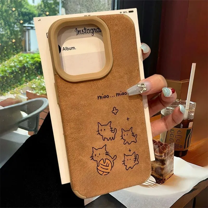

Милый мультяшный матовый чехол для телефона с котиком для iPhone 17 Pro Max, 16 Plus, 15, 14, 13, 11, силиконовая задняя крышка для iPhone 12 Pro, XR, XS, X, 8, 7 Plus