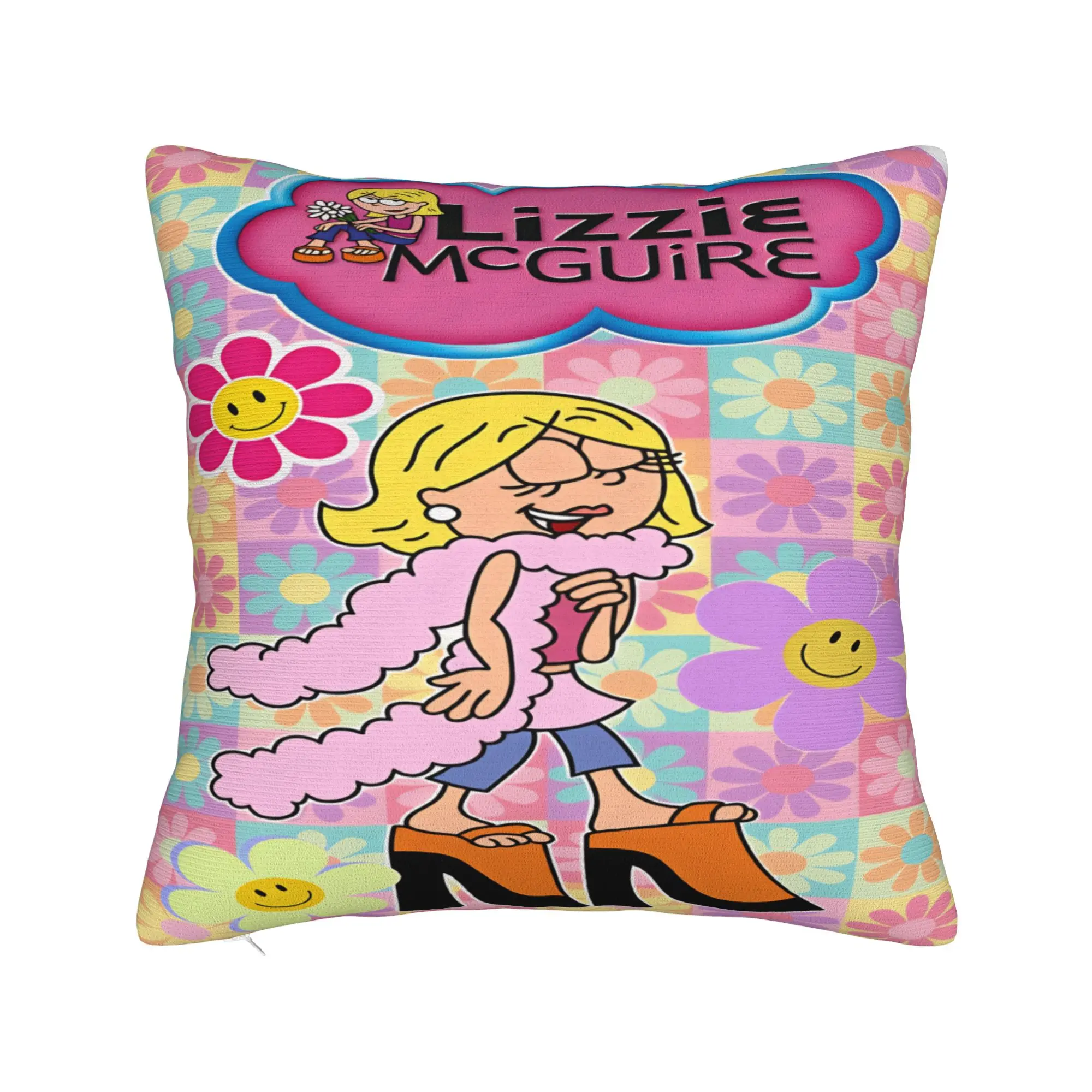 Lizzies Cartoon McGuires Pillow Cover  Square Cushion Cover Funny Pillow Case For Wedding Party Home Decor