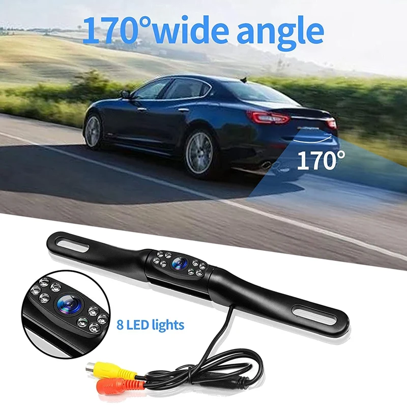 

Car HD Reversing Camera 170° Angle Night Vision Rear View License Plate Reversing Camera Waterproof