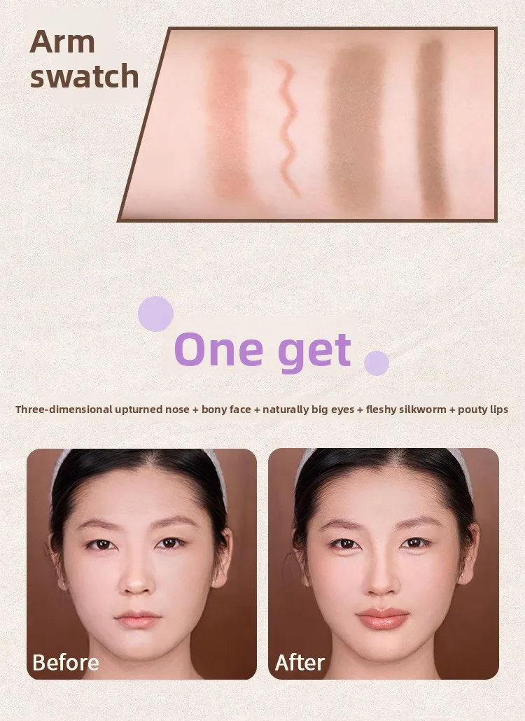 ART3M1S ダブルヘッド輪郭ペン輪郭ブラシ 3D 立体輪郭シャドウアイカイコメイクブラシ