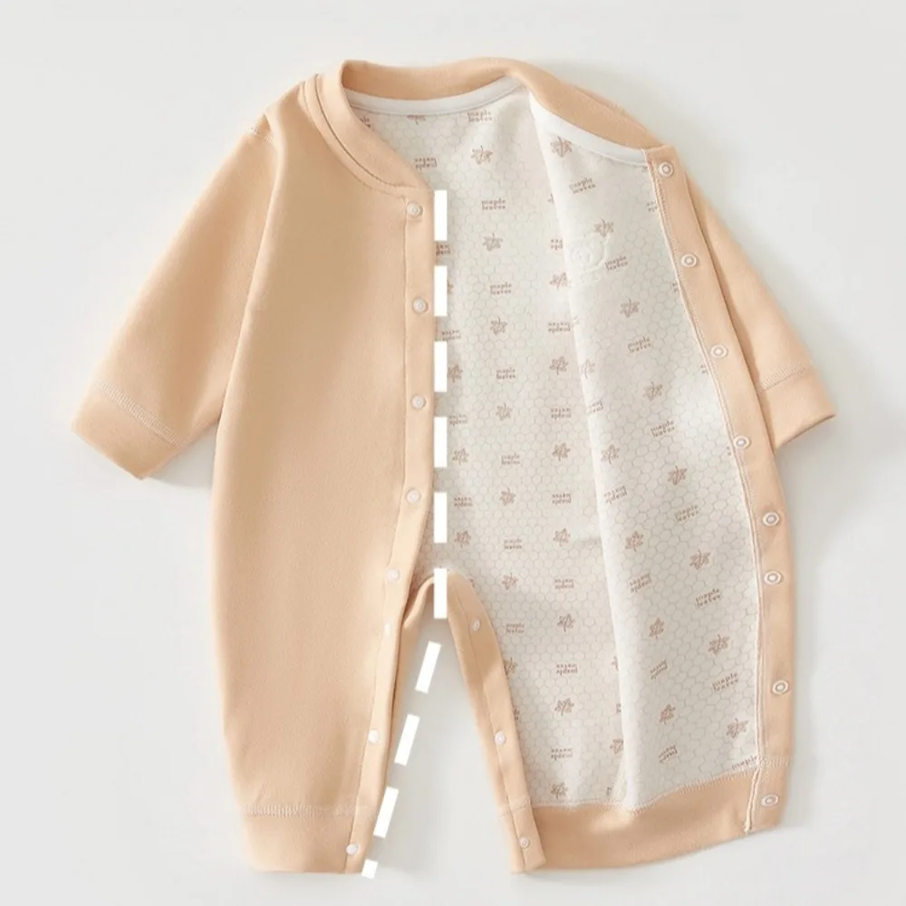 AYNIGIELL mameluco recién nacido Color sólido Otoño e Invierno traje cálido para bebé mono infantil de algodón suave 0-18M Unisex