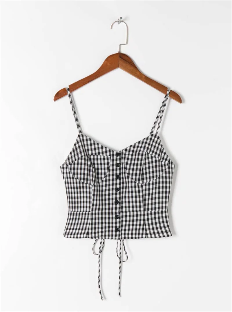 Schlankmachendes, trägerloses Crop-Top mit Knöpfen vorne und Ba, ausgehöhltes Design, Bla White Street Sle Retro, trendiges Sommer-Top