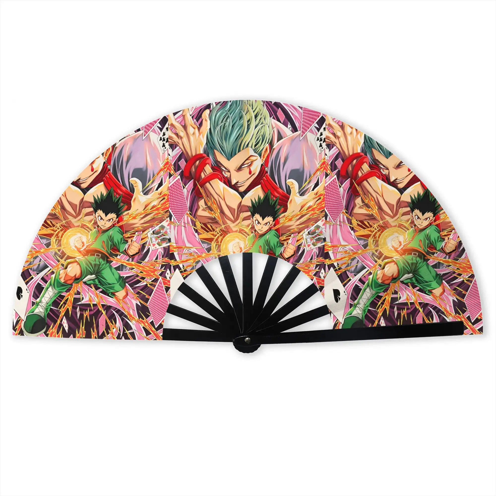 Customized HXH Mangas Cartoon Comic Portable Pocket Fan Camping  Polyester Folding Fan Chinese Dance Handheld Cooling Fans